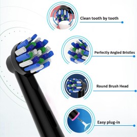 8pcs Replacement Heads Compatible with Oral B Electric Toothbrush, 4pcs Precision Clean and 4pcs Cross Clean Brush Heads, Black 8pcs Replacement Heads Compatible with Oral B Electric Toothbrush, 4pcs Precision Clean and 4pcs Cross Clean Brush Heads, Black