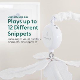 The Peanutshell Crib Mobile for Boys or Girls - White Musical Baby Crib Mobile with 12 Lullabies, Jungle Animal, Baby Safari Animals Nursery Decor