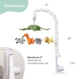 The Peanutshell Crib Mobile for Boys or Girls - White Musical Baby Crib Mobile with 12 Lullabies, Jungle Animal, Baby Safari Animals Nursery Decor