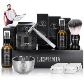 Shaving Kit for Men, Include Safety Razor, Sandalwood Cream, aftershave, Pre Shave Oil, Shaving Brush and Bowl, Shaving Apron Bib -Unique Gifts for Him Stocking Stuffers Shaving Kit for Men, Include Safety Razor, Sandalwood Cream, aftershave, Pre Shave Oil, Shaving Brush and Bowl, Shaving Apron Bib -Unique Gifts for Him Stocking Stuffers