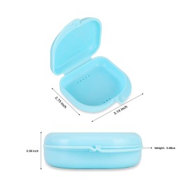 Dental Mouthguard Container Orthodontic Retainer Case with Vent Holes, Denture Holder Box Clear Aligner Case Slim for Household|Travel|Office - Bluish - Light & Easy to Carry Dental Mouthguard Container Orthodontic Retainer Case with Vent Holes, Denture Holder Box Clear Aligner Case Slim for Household|Travel|Office - Bluish - Light & Easy to Carry