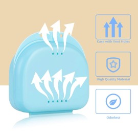 Dental Mouthguard Container Orthodontic Retainer Case with Vent Holes, Denture Holder Box Clear Aligner Case Slim for Household|Travel|Office - Bluish - Light & Easy to Carry Dental Mouthguard Container Orthodontic Retainer Case with Vent Holes, Denture Holder Box Clear Aligner Case Slim for Household|Travel|Office - Bluish - Light & Easy to Carry