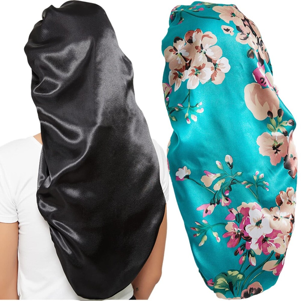 Wbfwbb 2 Pcs Silk Bonnet for Women Satin, Soft Elastic Band Silky Sleeping Cap Big Bonnets for Braids Wbfwbb 2 Pcs Silk Bonnet for Women Satin, Soft Elastic Band Silky Sleeping Cap Big Bonnets for Braids