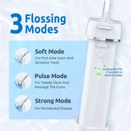 Water Flosser [Mini Cordless Portable] Oral Irrigator Water Teeth Cleaner Pick, Telescopic Water Tank, 3 Modes & IPX7 Waterproof, Home & Travel Water Flossers for Teeth, Braces Bridges Care