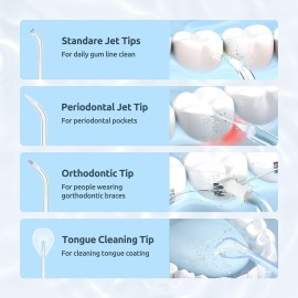 Water Flosser [Mini Cordless Portable] Oral Irrigator Water Teeth Cleaner Pick, Telescopic Water Tank, 3 Modes & IPX7 Waterproof, Home & Travel Water Flossers for Teeth, Braces Bridges Care
