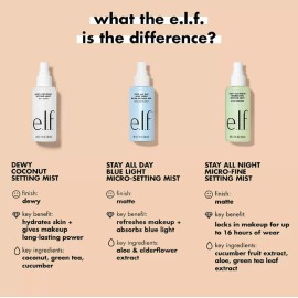 e.l.f. Stay All Night Micro-Fine Setting Mist, Hydrating & Refreshing Makeup Setting Spray For 16HR Wear-time, Vegan & Cruelty-Free, 2.7 Fl Oz e.l.f. Stay All Night Micro-Fine Setting Mist, Hydrating & Refreshing Makeup Setting Spray For 16HR Wear-time, Vegan & Cruelty-Free, 2.7 Fl Oz