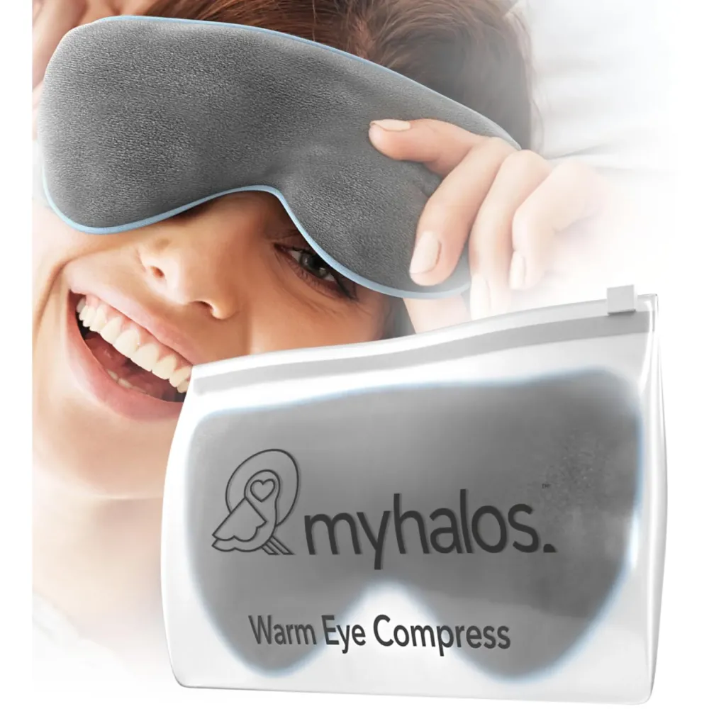MyHalos Eye Mask for Dry Eyes - Steam Warm Compress for Eyes - Remove Styes, Chalazion Therapy Warming and Heating Pad Hot Compress - Moist Heat Mask for Blepharitis & MGD MyHalos Eye Mask for Dry Eyes - Steam Warm Compress for Eyes - Remove Styes, Chalazion Therapy Warming and Heating Pad Hot Compress - Moist Heat Mask for Blepharitis & MGD