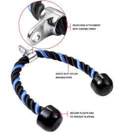 AWEFRANK Deluxe Tricep Rope Pull Down Cable, 27 & 36 Inch Rope Length, Easy to Grip & Non-Slip Cable Attachment for Gym Workout Exercise
