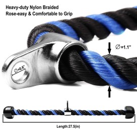 AWEFRANK Deluxe Tricep Rope Pull Down Cable, 27 & 36 Inch Rope Length, Easy to Grip & Non-Slip Cable Attachment for Gym Workout Exercise