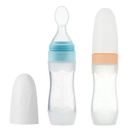 PandaEar (2 Pack) Silicone Baby Food Dispensing Spoon|4 oz Infant Fruit Squeeze Feeder| Travel Friendly Kids Toddlers Boys Girl (Blue)