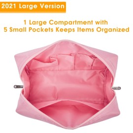 Narwey Cute Makeup Bag Travel Cosmetic Bag Organizer Toiletry Bag Make Up Bags with Compartments for Women Girls (Large, Pink) Narwey Cute Makeup Bag Travel Cosmetic Bag Organizer Toiletry Bag Make Up Bags with Compartments for Women Girls (Large, Pink)