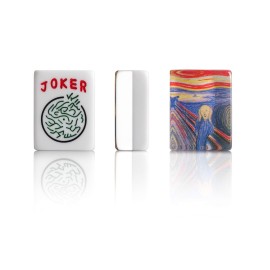 166 American Western Mahjong Set Suitcase Limited Edition Embedded Masterpiece Background in Leather Suitcase The Scream