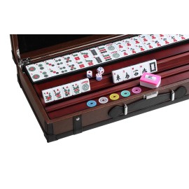 166 American Western Mahjong Set Suitcase Limited Edition Embedded Masterpiece Background in Leather Suitcase The Scream