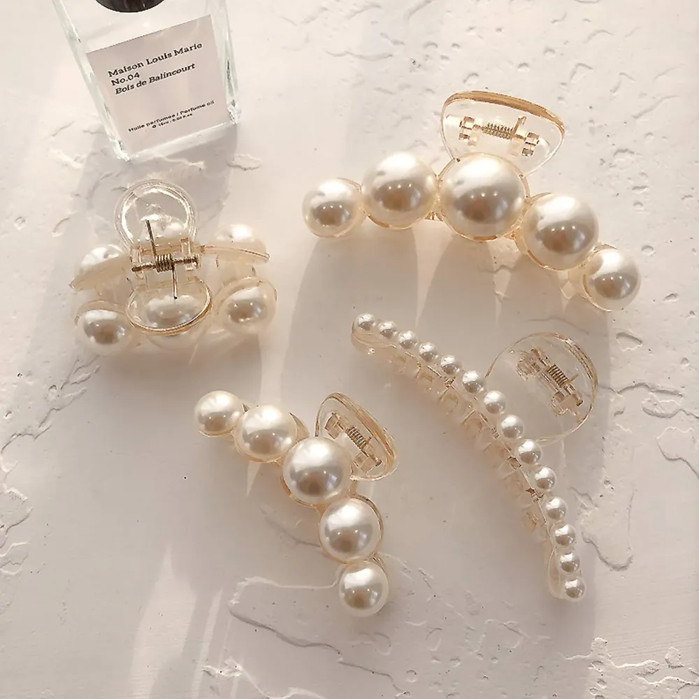Pearl Hair Clips for Women, 4PCS Large Small Hair Claw Clip Strong Hold,Big Banana Jaw Clip Barrettes Nonslip,Hair Accessories Set Birthday Wedding Mother\'s Day Gift for Girl Thick Thin Curly Hair Pearl Hair Clips for Women, 4PCS Large Small Hair Claw Clip Strong Hold,Big Banana Jaw Clip Barrettes Nonslip,Hair Accessories Set Birthday Wedding Mother\'s Day Gift for Girl Thick Thin Curly Hair