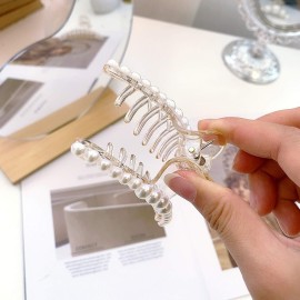 Pearl Hair Clips for Women, 4PCS Large Small Hair Claw Clip Strong Hold,Big Banana Jaw Clip Barrettes Nonslip,Hair Accessories Set Birthday Wedding Mother\'s Day Gift for Girl Thick Thin Curly Hair Pearl Hair Clips for Women, 4PCS Large Small Hair Claw Clip Strong Hold,Big Banana Jaw Clip Barrettes Nonslip,Hair Accessories Set Birthday Wedding Mother\'s Day Gift for Girl Thick Thin Curly Hair