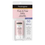 Neutrogena Pure & Free Baby Mineral Sunscreen Stick with Broad Spectrum SPF 50 & Zinc Oxide, Water-Resistant, Hypoallergenic, Paraben-, Dye- & PABA-Free Baby Face & Body Sunscreen, 0.47 oz