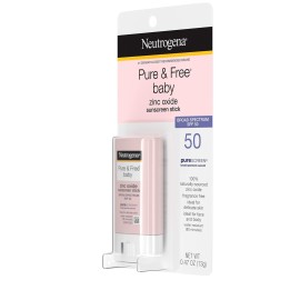 Neutrogena Pure & Free Baby Mineral Sunscreen Stick with Broad Spectrum SPF 50 & Zinc Oxide, Water-Resistant, Hypoallergenic, Paraben-, Dye- & PABA-Free Baby Face & Body Sunscreen, 0.47 oz