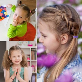 200PCS Elastic Hair Ties, No Crease Hair Small Ponytail Holders for Kids Girls Baby Toddler, Multicolor, Hair Accessories