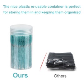 CHEFBEE 100PCS Disposable Eyelash Brush, Mascara Wands Makeup Brushes Applicators Kits for Eyelash Extensions and Eyebrow with Container (Blue)