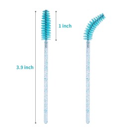 CHEFBEE 100PCS Disposable Eyelash Brush, Mascara Wands Makeup Brushes Applicators Kits for Eyelash Extensions and Eyebrow with Container (Blue)