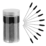 CHEFBEE 100PCS Disposable Eyelash Brush, Mascara Wands Makeup Brushes Applicators Kits for Eyelash Extensions and Eyebrow with Container (Black)