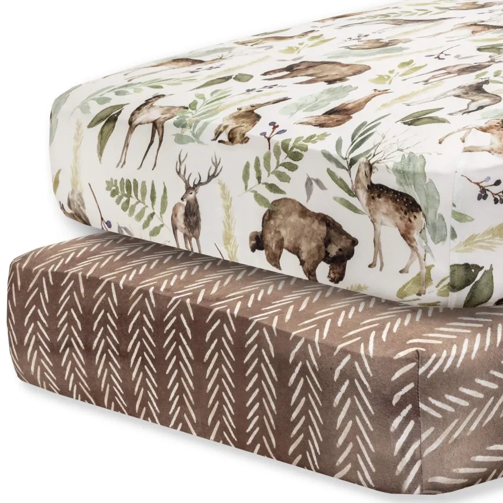 Pobibaby - 2 Pack Premium Fitted Baby Boy Crib Sheets for Standard Crib Mattress - Ultra-Soft Cotton Blend, Safe and Snug, and Stylish Woodland Crib Sheet (Wildlife) Pobibaby - 2 Pack Premium Fitted Baby Boy Crib Sheets for Standard Crib Mattress - Ultra-Soft Cotton Blend, Safe and Snug, and Stylish Woodland Crib Sheet (Wildlife)