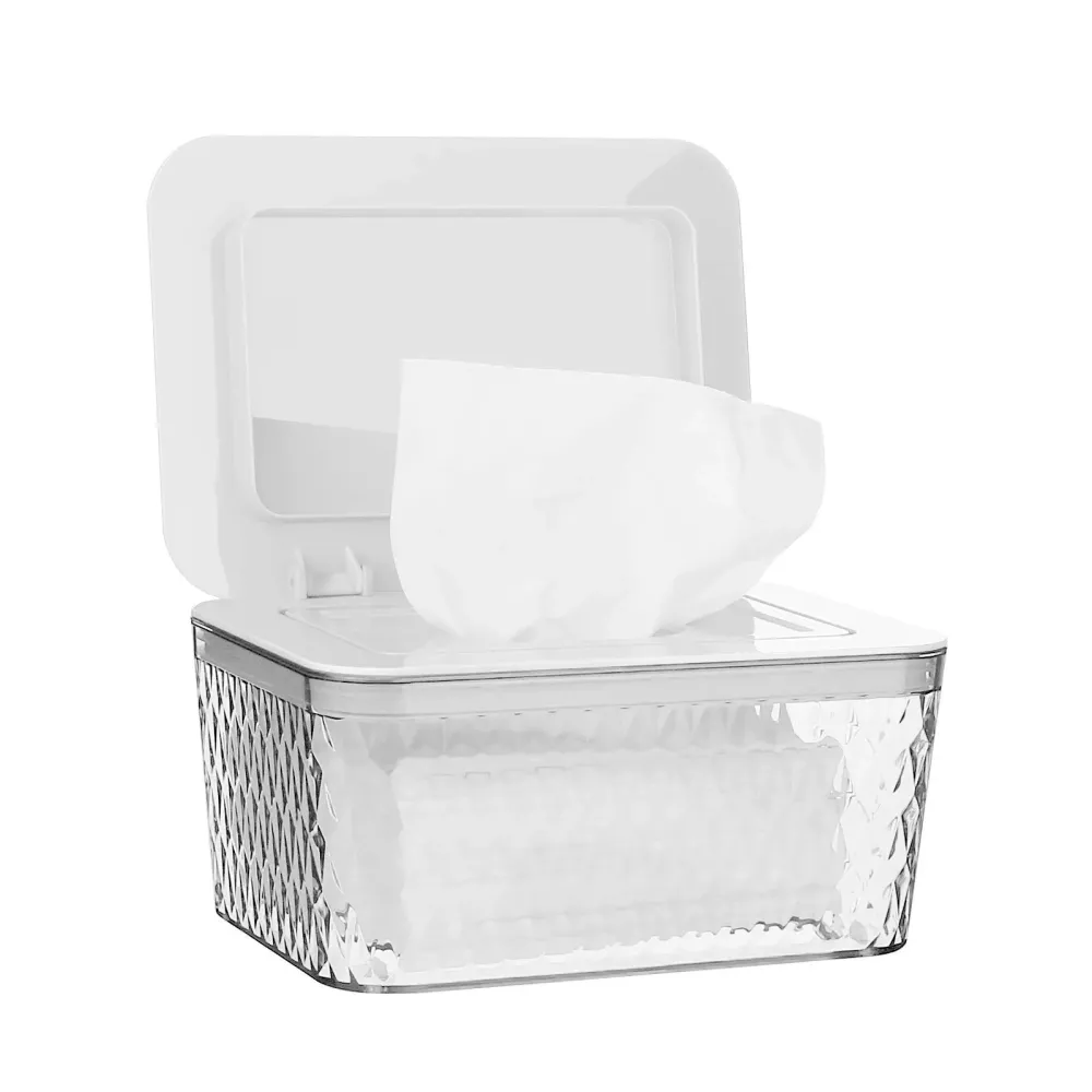 Whiidoom Wipes Dispenser, One-Handed Operation Wipe Holder for Baby & Adult, Seal-Designed Wipes Container for Bathroom Keep Diaper Wipes Fresh (White)
