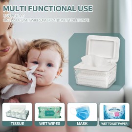 Whiidoom Wipes Dispenser, One-Handed Operation Wipe Holder for Baby & Adult, Seal-Designed Wipes Container for Bathroom Keep Diaper Wipes Fresh (White)