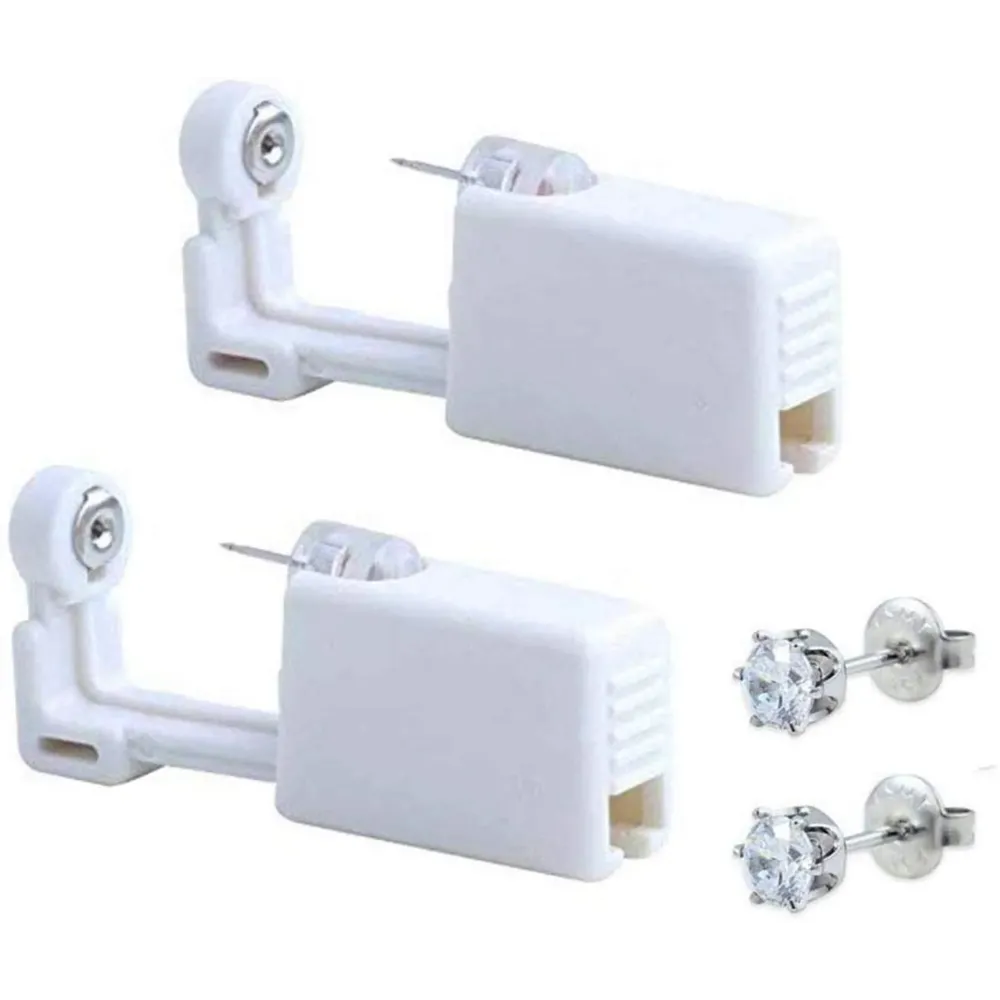 2 Pack Self Ear Piercing Gun Earring Disposable Piercing Kit No Pain Easy Use Ear Piercing Gun Kit Tool with Stud (White) 2 Pack Self Ear Piercing Gun Earring Disposable Piercing Kit No Pain Easy Use Ear Piercing Gun Kit Tool with Stud (White)
