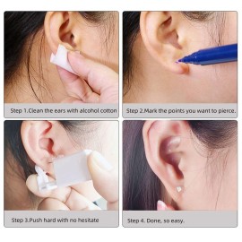 2 Pack Self Ear Piercing Gun Earring Disposable Piercing Kit No Pain Easy Use Ear Piercing Gun Kit Tool with Stud (White) 2 Pack Self Ear Piercing Gun Earring Disposable Piercing Kit No Pain Easy Use Ear Piercing Gun Kit Tool with Stud (White)