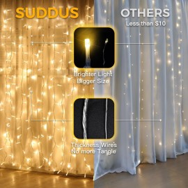 suddus Curtain Lights for Bedroom, 200 Led Hanging String Lights Outdoor, Fairy Curtain Light Indoor for Christmas, Dorm, Wall, Backdrop, Window, Wedding, Party, Brithday Decor, Warm White suddus Curtain Lights for Bedroom, 200 Led Hanging String Lights Outdoor, Fairy Curtain Light Indoor for Christmas, Dorm, Wall, Backdrop, Window, Wedding, Party, Brithday Decor, Warm White