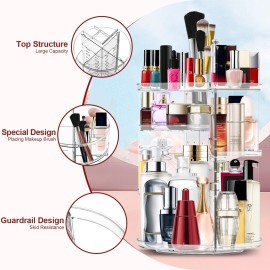 Makeup Organizer 360 Rotating Cosmetic Organizer DIY Adjustable Makeup Carousel Spinning Holder Rack, Large Capacity Cosmetic Storage Box Makeup Brushes Organizer for Vanity Countertop (Clear) Makeup Organizer 360 Rotating Cosmetic Organizer DIY Adjustable Makeup Carousel Spinning Holder Rack, Large Capacity Cosmetic Storage Box Makeup Brushes Organizer for Vanity Countertop (Clear)