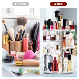 Makeup Organizer 360 Rotating Cosmetic Organizer DIY Adjustable Makeup Carousel Spinning Holder Rack, Large Capacity Cosmetic Storage Box Makeup Brushes Organizer for Vanity Countertop (Clear) Makeup Organizer 360 Rotating Cosmetic Organizer DIY Adjustable Makeup Carousel Spinning Holder Rack, Large Capacity Cosmetic Storage Box Makeup Brushes Organizer for Vanity Countertop (Clear)