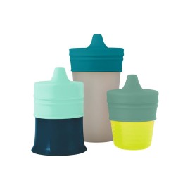 Boon Snug Silicone Sippy Cup Lids - Convert Any Kids Cups or Toddler Cups into Soft Spout Sippy Cups - Toddler Feeding Supplies and Travel Essentials - Green - 3 Count
