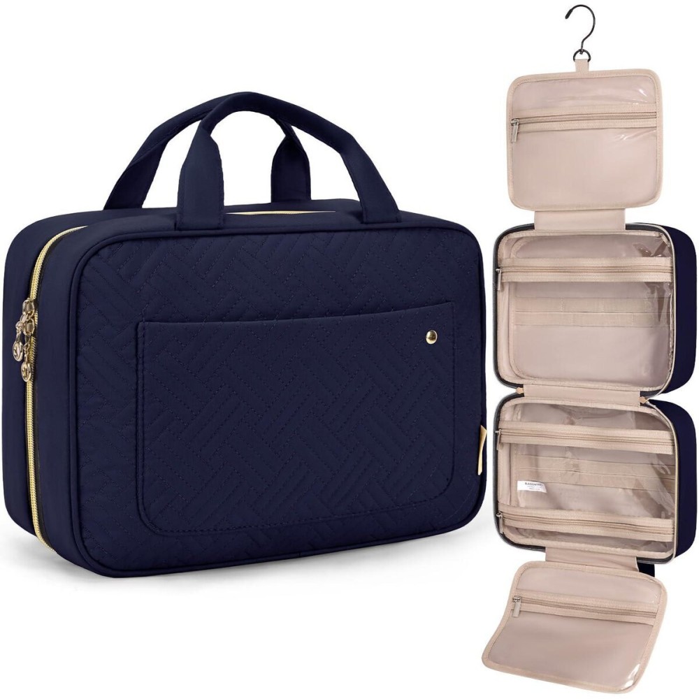 BAGSMART Toiletry Bag Travel Bag with Hanging Hook, Water-resistant Makeup Cosmetic Bag Travel Organizer for Accessories, Shampoo, Full Sized Container, Toiletries, Large-Blue BAGSMART Toiletry Bag Travel Bag with Hanging Hook, Water-resistant Makeup Cosmetic Bag Travel Organizer for Accessories, Shampoo, Full Sized Container, Toiletries, Large-Blue