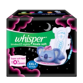 Whisper Ultra Night Sanitary Pads for Women, XXL+ 10 Napkins