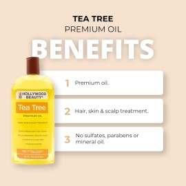 Hollywood Beauty Tea Tree Oil for Hair, Scalp, and Skin, 16 fl oz - Moisturizes Dry, Itchy Scalp, Fungus Fighter, Blended with Vitamin E & Aloe Hollywood Beauty Tea Tree Oil for Hair, Scalp, and Skin, 16 fl oz - Moisturizes Dry, Itchy Scalp, Fungus Fighter, Blended with Vitamin E & Aloe