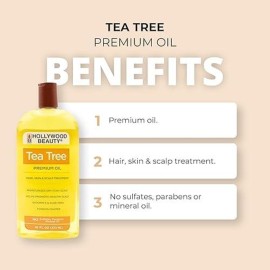 Hollywood Beauty Tea Tree Oil for Hair, Scalp, and Skin, 16 fl oz - Moisturizes Dry, Itchy Scalp, Fungus Fighter, Blended with Vitamin E & Aloe Hollywood Beauty Tea Tree Oil for Hair, Scalp, and Skin, 16 fl oz - Moisturizes Dry, Itchy Scalp, Fungus Fighter, Blended with Vitamin E & Aloe