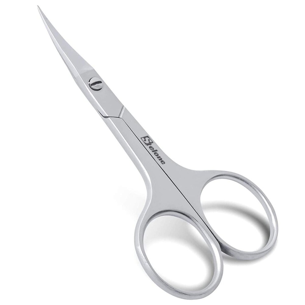 Stelone Multi Purpose Cuticle Scissors Stainless Steel Curved Blade Little Manicure and Eyebrow Scissors for Women, Cosmetic & Brow Scissors for Facial Hair & Eyelash Trimming