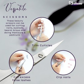 Stelone Multi Purpose Cuticle Scissors Stainless Steel Curved Blade Little Manicure and Eyebrow Scissors for Women, Cosmetic & Brow Scissors for Facial Hair & Eyelash Trimming