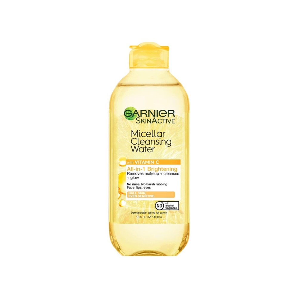 Garnier Micellar Water with Vitamin C, Facial Cleanser & Makeup Remover, Brightening & Hydrating, For All Skin Types, Vegan, Cruelty Free, 13.5 Fl Oz (400mL), 1 Count Garnier Micellar Water with Vitamin C, Facial Cleanser & Makeup Remover, Brightening & Hydrating, For All Skin Types, Vegan, Cruelty Free, 13.5 Fl Oz (400mL), 1 Count