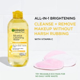 Garnier Micellar Water with Vitamin C, Facial Cleanser & Makeup Remover, Brightening & Hydrating, For All Skin Types, Vegan, Cruelty Free, 13.5 Fl Oz (400mL), 1 Count Garnier Micellar Water with Vitamin C, Facial Cleanser & Makeup Remover, Brightening & Hydrating, For All Skin Types, Vegan, Cruelty Free, 13.5 Fl Oz (400mL), 1 Count