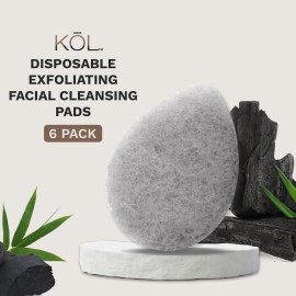 KOL Face Scrubber, Charcoal Infused Exfoliating Facial Cleansing Pads, Disposable Exfoliator Face Sponge for Daily Cleaning and Makeup Removal, 6 Count KOL Face Scrubber, Charcoal Infused Exfoliating Facial Cleansing Pads, Disposable Exfoliator Face Sponge for Daily Cleaning and Makeup Removal, 6 Count
