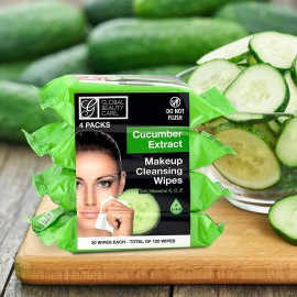 Global Beauty Care Makeup Cleansing Wipes 120 Count (4-Pack) (4PK CUCUMBER EXTRACT)