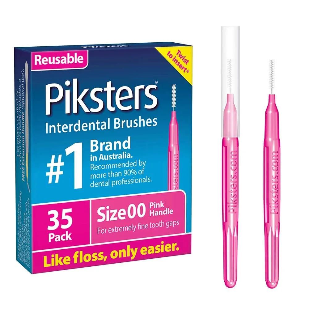 Piksters Interdental Brushes, 35 pk, Size 00, Interdental Tooth Brush for Extremely Tight Gaps, Gum Soft Bristles for Plaque Removal, Safe for Braces Piksters Interdental Brushes, 35 pk, Size 00, Interdental Tooth Brush for Extremely Tight Gaps, Gum Soft Bristles for Plaque Removal, Safe for Braces