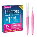Piksters Interdental Brushes, 35 pk, Size 00, Interdental Tooth Brush for Extremely Tight Gaps, Gum Soft Bristles for Plaque Removal, Safe for Braces