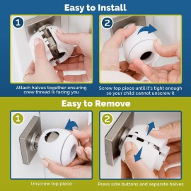 Child Safety Door Knob Cover (4 Pack) Hard-to-Remove Dual-Lock Door Handle Covers for Kids - Reusable Baby Proof Door Knob Locks - Installs Easily, No Tools Needed (White) Child Safety Door Knob Cover (4 Pack) Hard-to-Remove Dual-Lock Door Handle Covers for Kids - Reusable Baby Proof Door Knob Locks - Installs Easily, No Tools Needed (White)