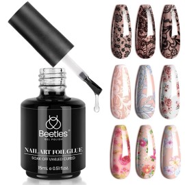 Beetles Nail Foil Glue Gel for Transfer Stickers - 15ML Manicure DIY Art Gel - LED Lamp Required