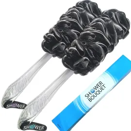 SHOWER BOUQUET Loofah-Charcoal Back-Scrubber 2-Pack // Long-Handle Bath-Sponge Brush/Extra Large Soft Mesh Loofa-Lufa-Loufa for Men & Women - Exfoliate with Full Pure Cleanse in Bathing Accessories SHOWER BOUQUET Loofah-Charcoal Back-Scrubber 2-Pack // Long-Handle Bath-Sponge Brush/Extra Large Soft Mesh Loofa-Lufa-Loufa for Men & Women - Exfoliate with Full Pure Cleanse in Bathing Accessories