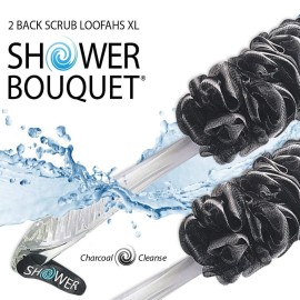 SHOWER BOUQUET Loofah-Charcoal Back-Scrubber 2-Pack // Long-Handle Bath-Sponge Brush/Extra Large Soft Mesh Loofa-Lufa-Loufa for Men & Women - Exfoliate with Full Pure Cleanse in Bathing Accessories SHOWER BOUQUET Loofah-Charcoal Back-Scrubber 2-Pack // Long-Handle Bath-Sponge Brush/Extra Large Soft Mesh Loofa-Lufa-Loufa for Men & Women - Exfoliate with Full Pure Cleanse in Bathing Accessories